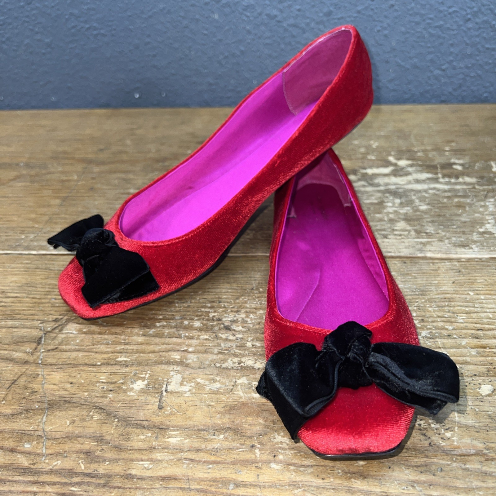 Kate Spade Red Velvet Bow Ballet Slippers Flats Shoes, Women’s size 9M