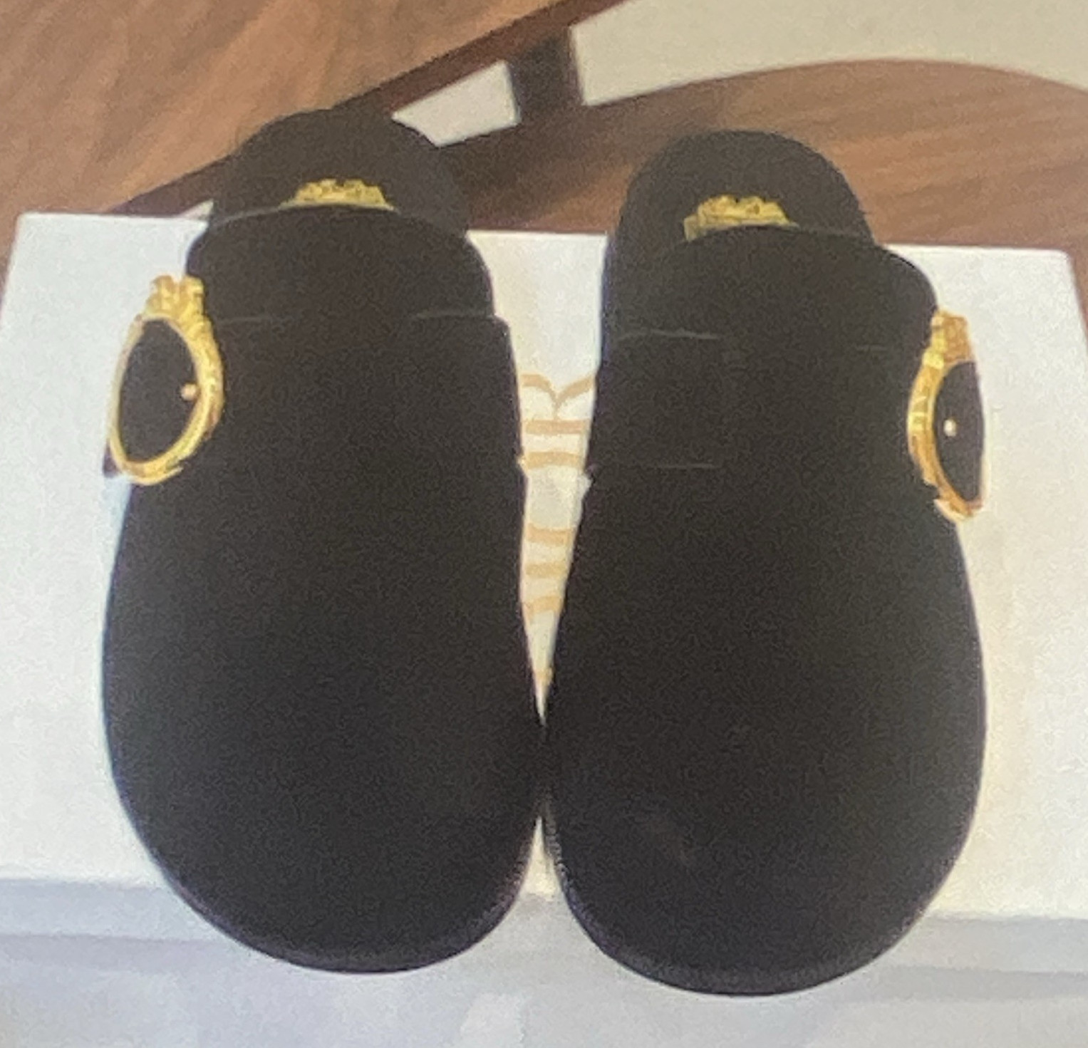 Dior Women’s Black Leather Slide Sandals Slip-On Flat Logo Accent Size 40