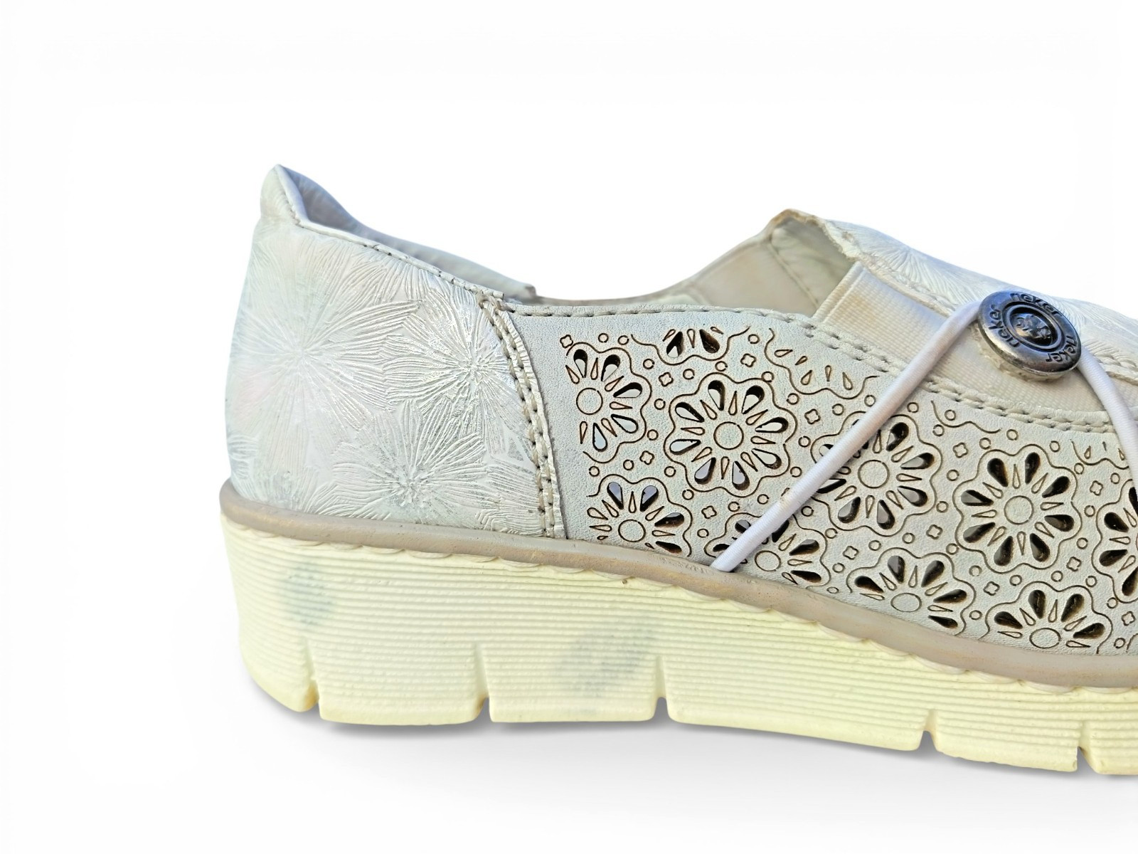 Rieker Womens White Leather Comfort Slip On Walking Shoes EU 38