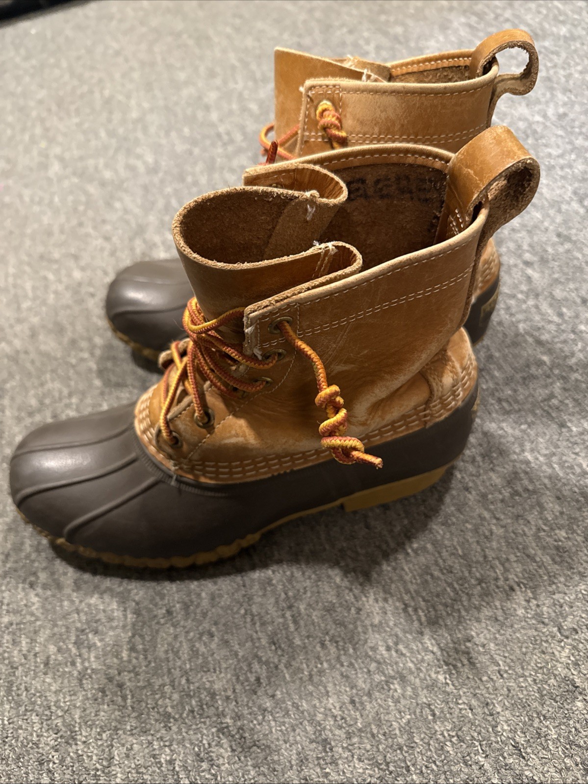 LL Bean Maine Hunting Shoe Duck Boots Women’s Size 8 Brown Leather USA Vintage