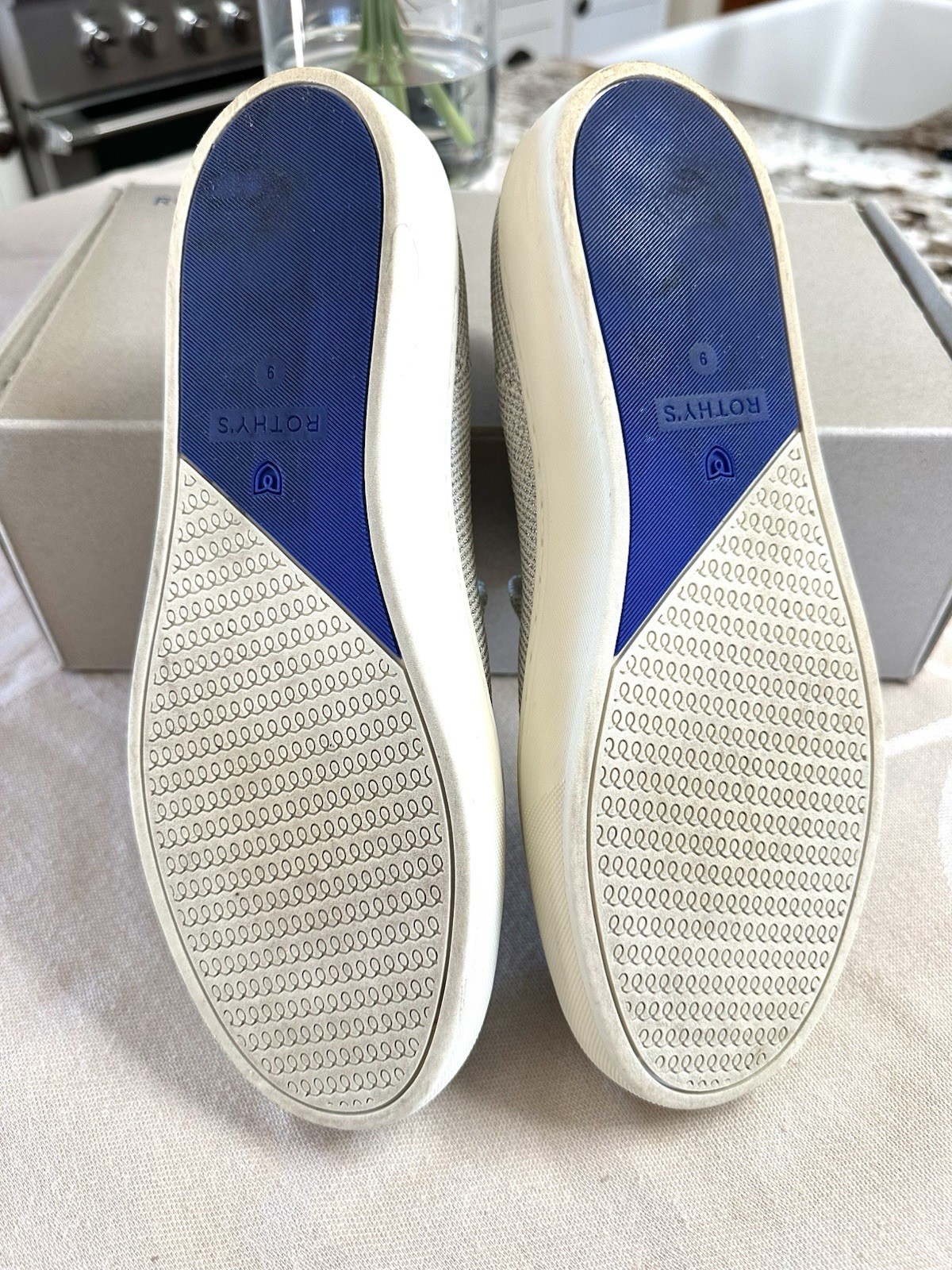 Rothy’s The Sneaker Diamond Twill Shimmer Slip On Shoes Women’s 9 w/ Box