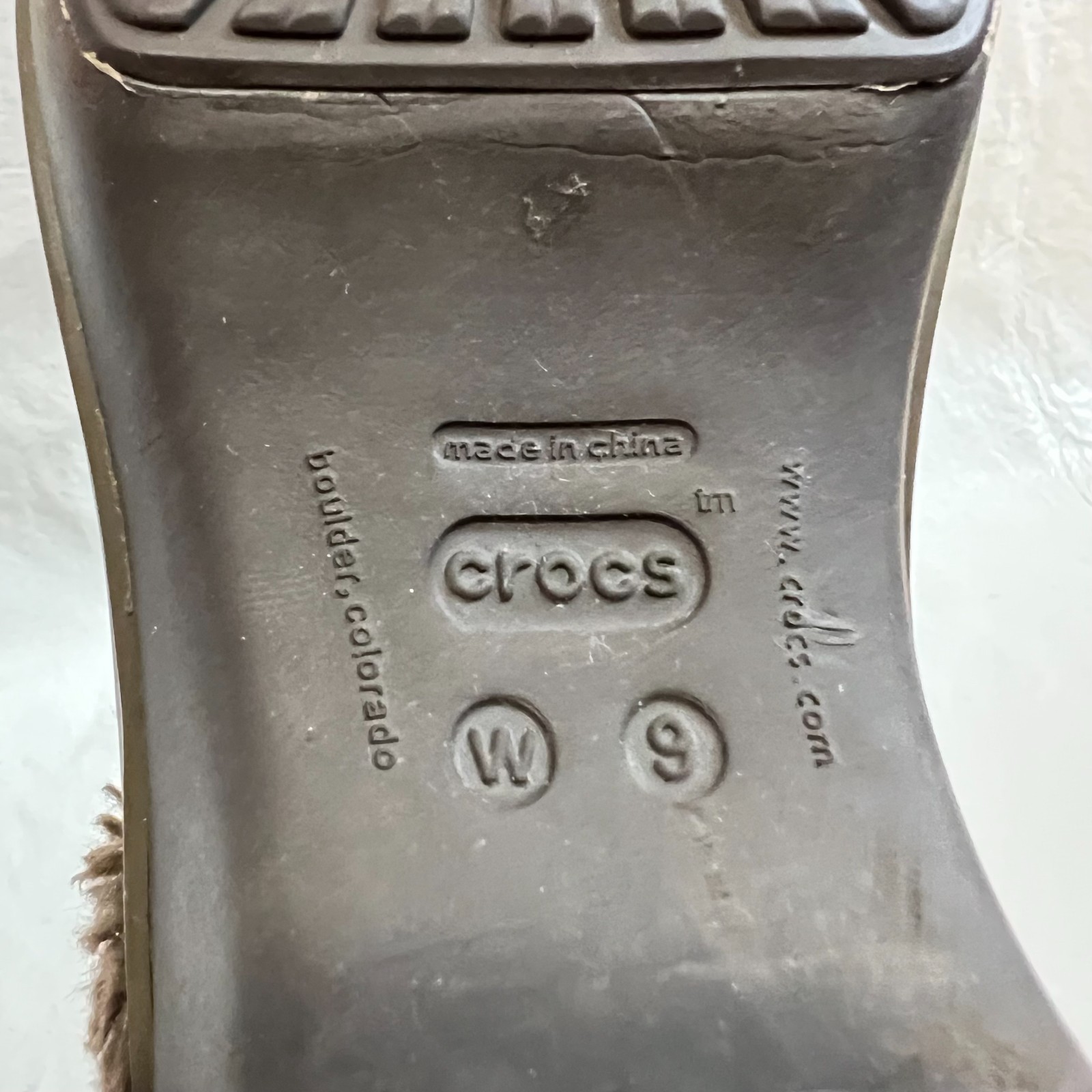 Crocs Cobbler Eva Lined Clog Mule womens 9 brown furry lining block high heel