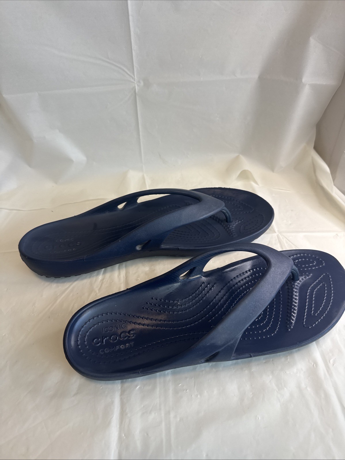 Crocs Iconic Comfort Navy Blue Flip Flops Womens 10