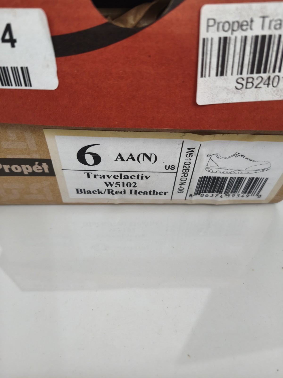 Propet Travelactiv Lace Up Womens Size 6 AA_N Sneakers Shoes W5102 Black/Red