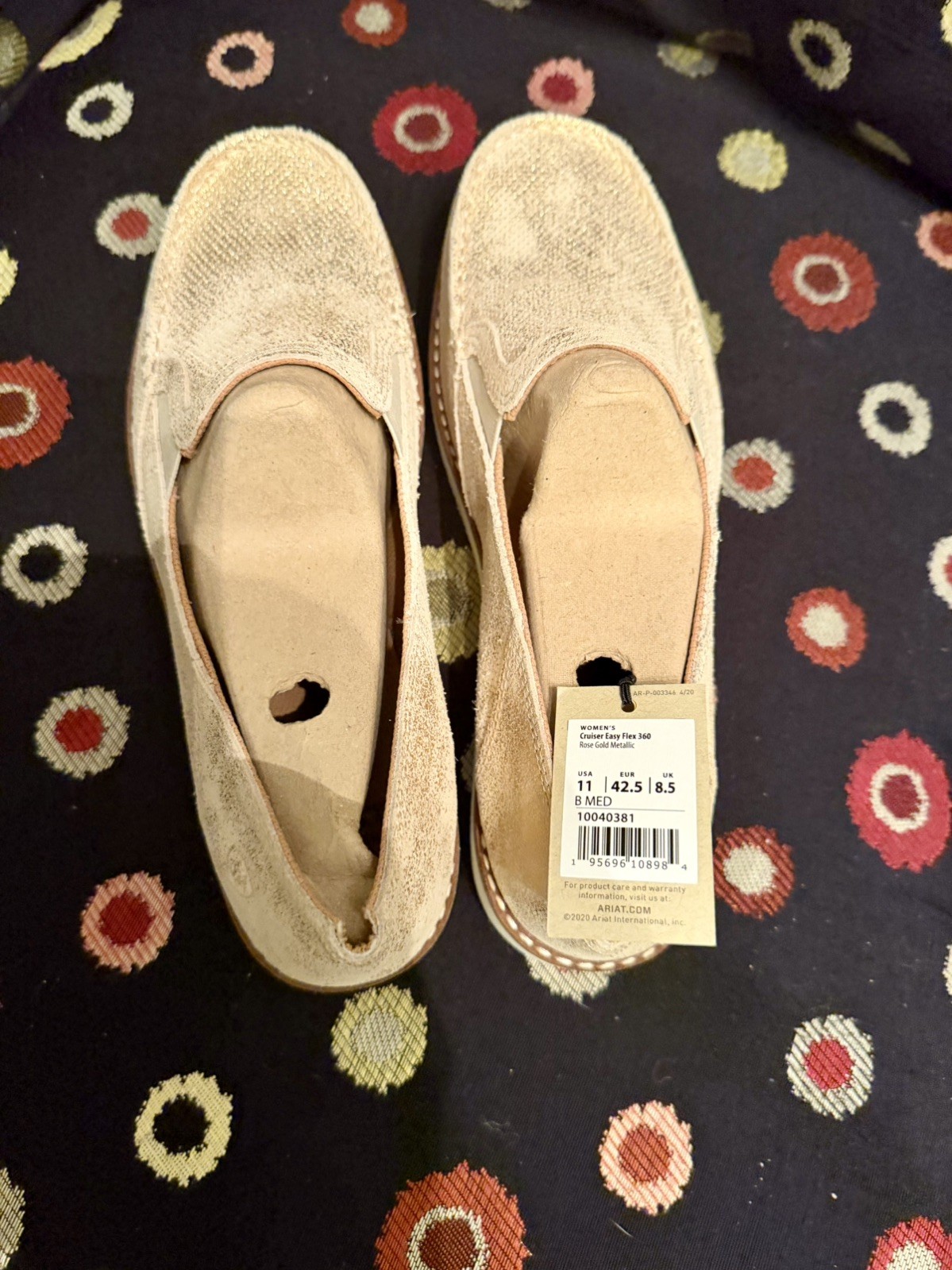 Ariat Cruiser 360 Cooling Womens Sz 11 B Rose Gold Slip On Sneakers Shoes NEW