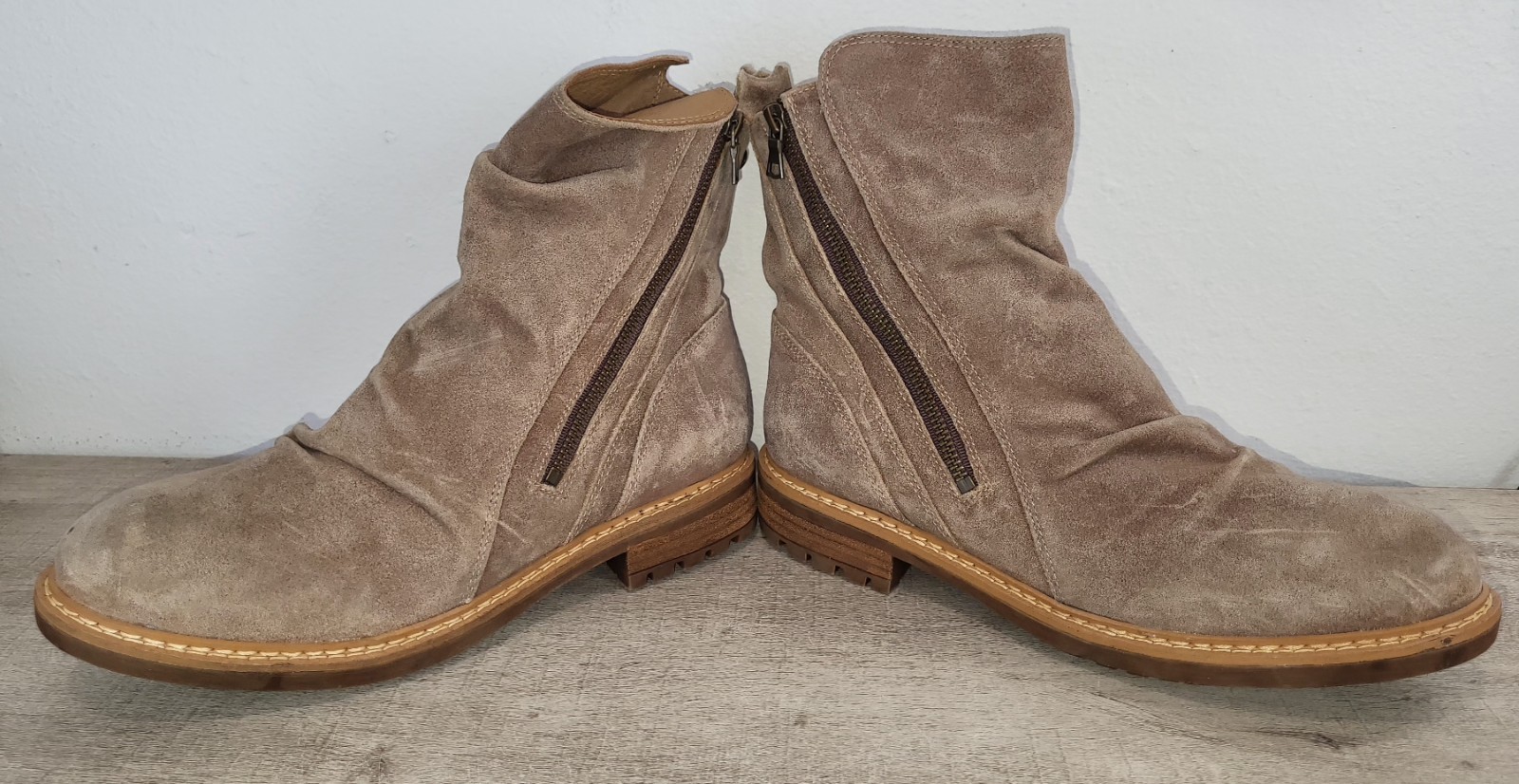 Sofft Taupe Brown Gray Suede Ankle Calf Slouch Boots Shoes Womens Size US 11