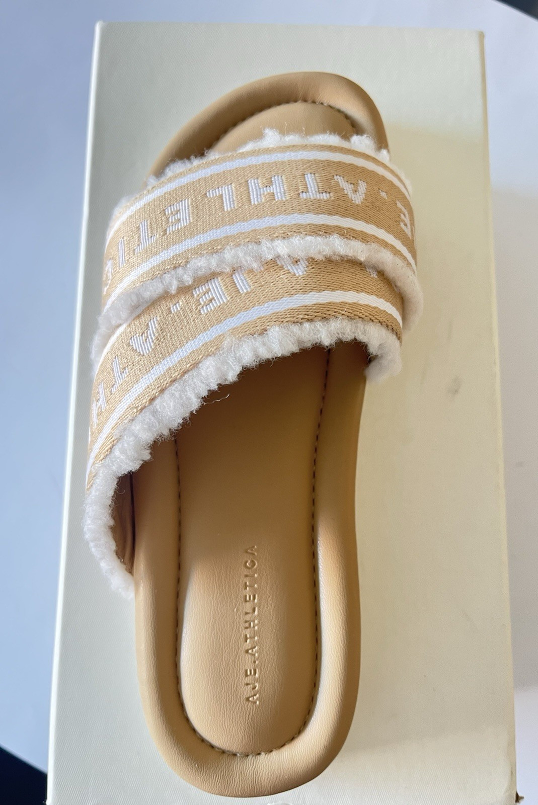 Aje Athletica Puffed Shearling Slides Size EU 37/AU 6/UK 4 Natural Tan BNWT