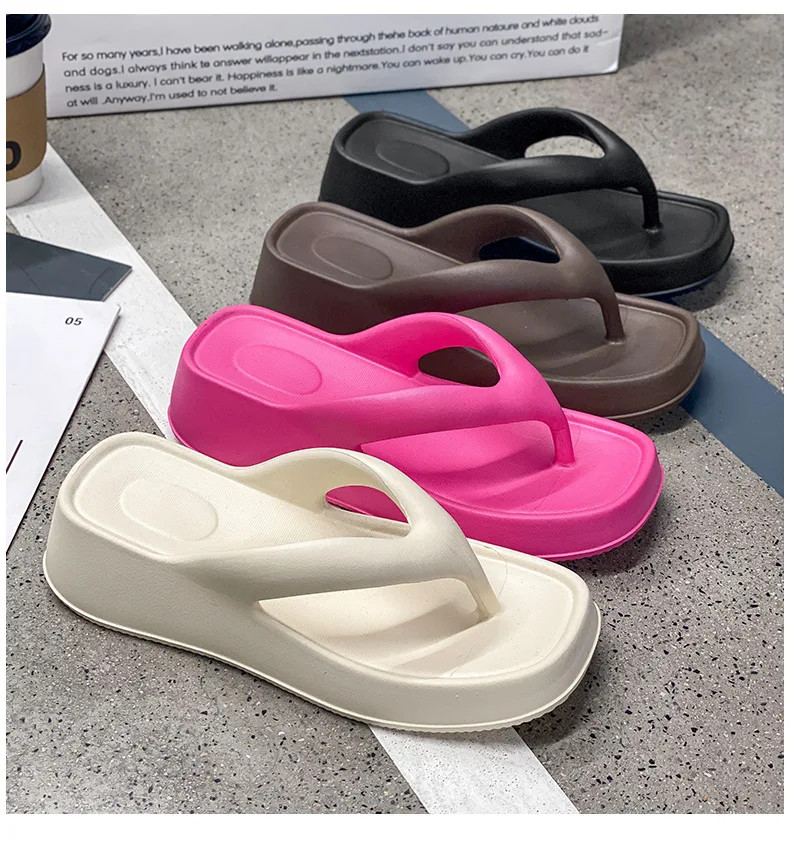 Summer Women Flip Flops Casual Solid Color Comfortable Non-slip Lightweight Indo