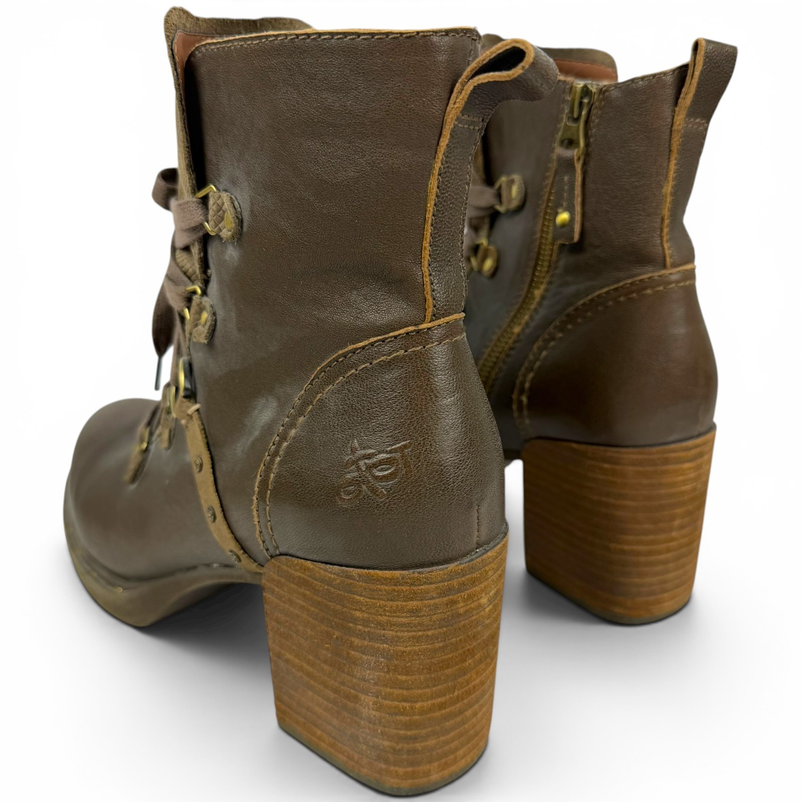 OTBT Oregon Jave Brown Leather Ankle Boot 3″ Block Heel Hiker Steamboat Boho 11M