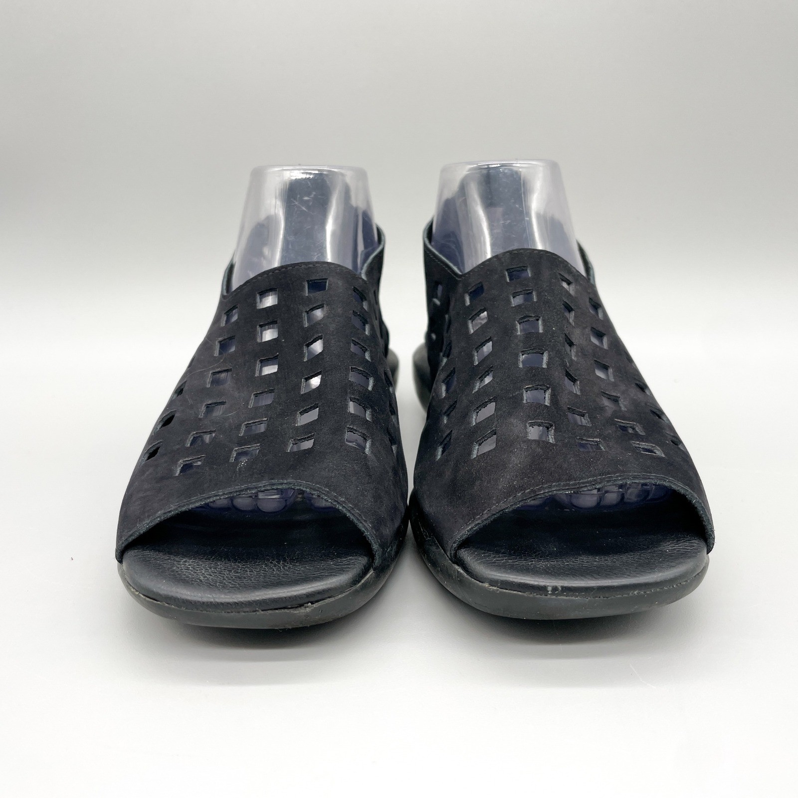 Arche Drick Womens 40 Black Nubuck Leather Perforated Laser Cut Sandas Zip Wedge