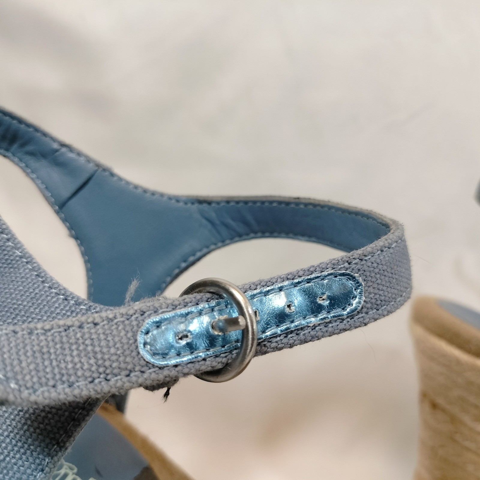 Kensie Girl Blue Espadrille Wedges; Bow Accent Ankle Strap Platform Sandals