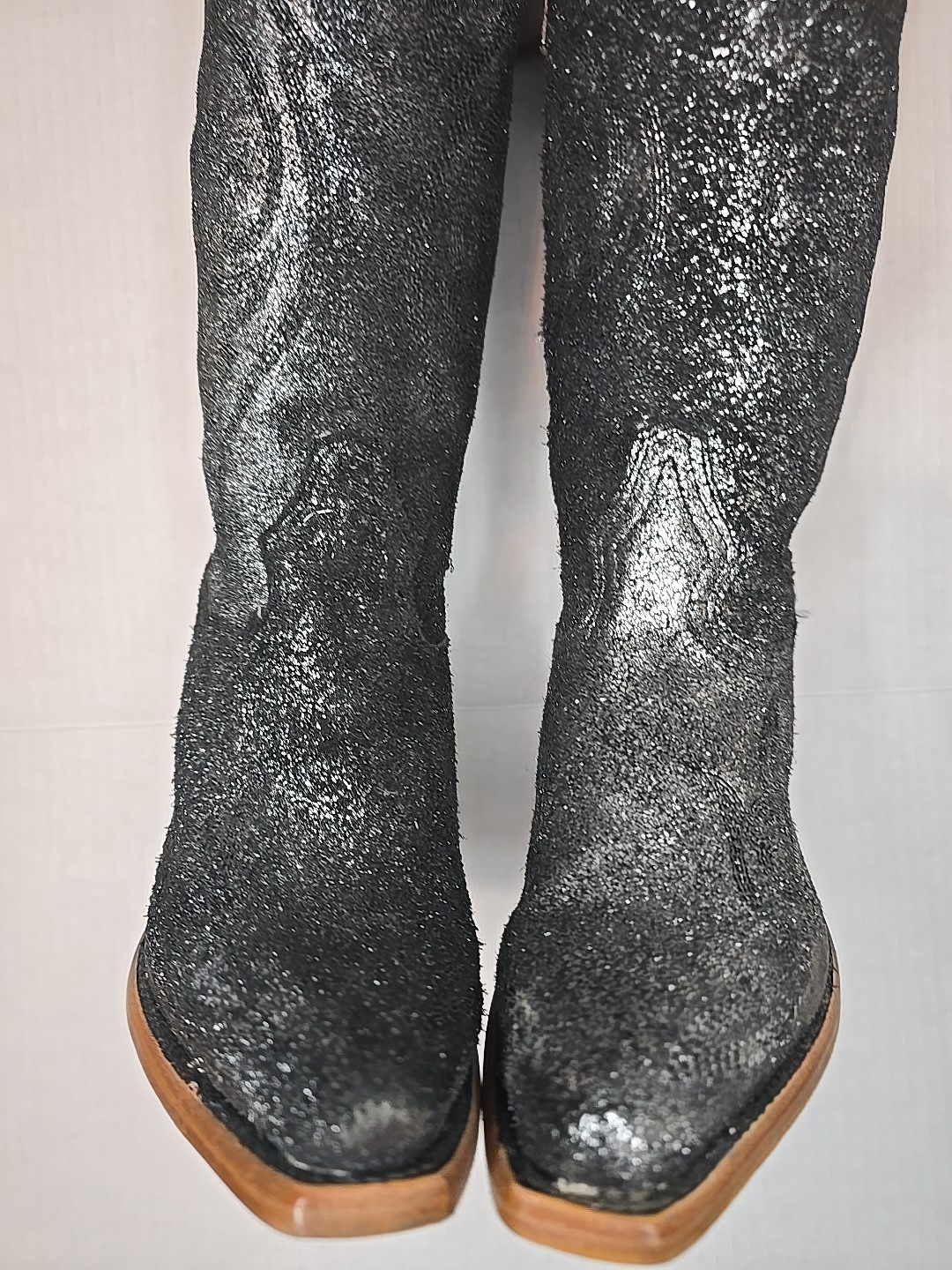 Size 6 Corral Black Silver Metallic Over The Knee Pointed Toe Z5245