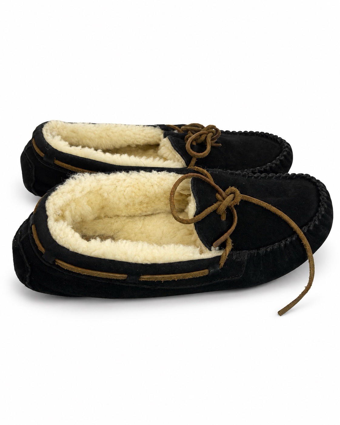UGG Australia Dakota 5612 Black Suede Shearling Moccasin Slippers Women’s Size 9