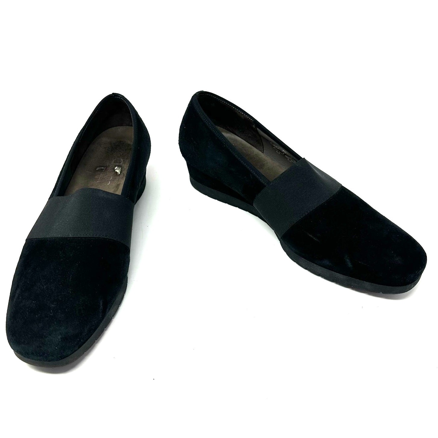 Gabor Size 7.5 Slip On Black Suede 1.5″ Heel Square Toe Formal Business Comfort