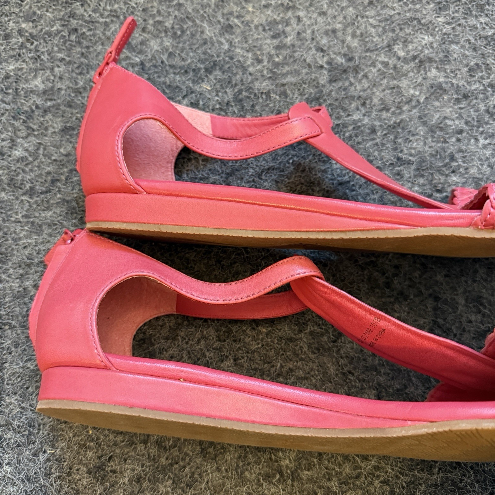 Cole Haan Sandals Flats Braided T-Strap Covered Heel Pink Sz 10.5