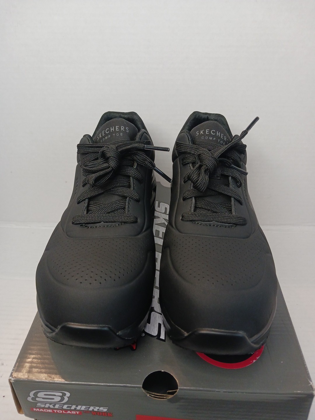 Skechers Work Women Sz 7 Slip Resistant Wide Fit Uno Black Shoes SEE DESCRIPTION