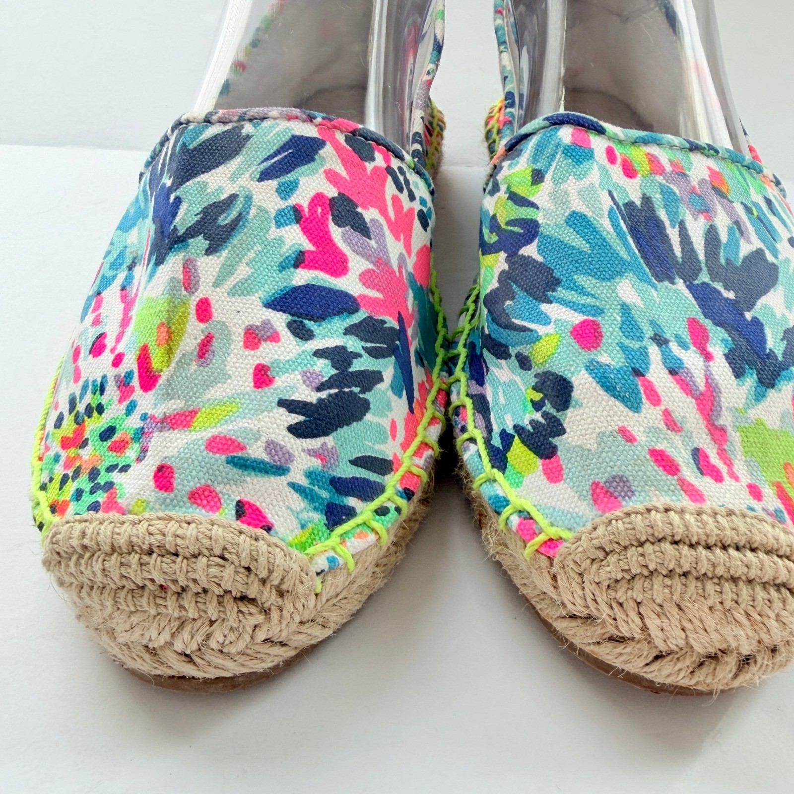 Lilly Pulitzer Lia Floral Canvas Espadrille Flats Size 8 Wade and Sea Multicolor