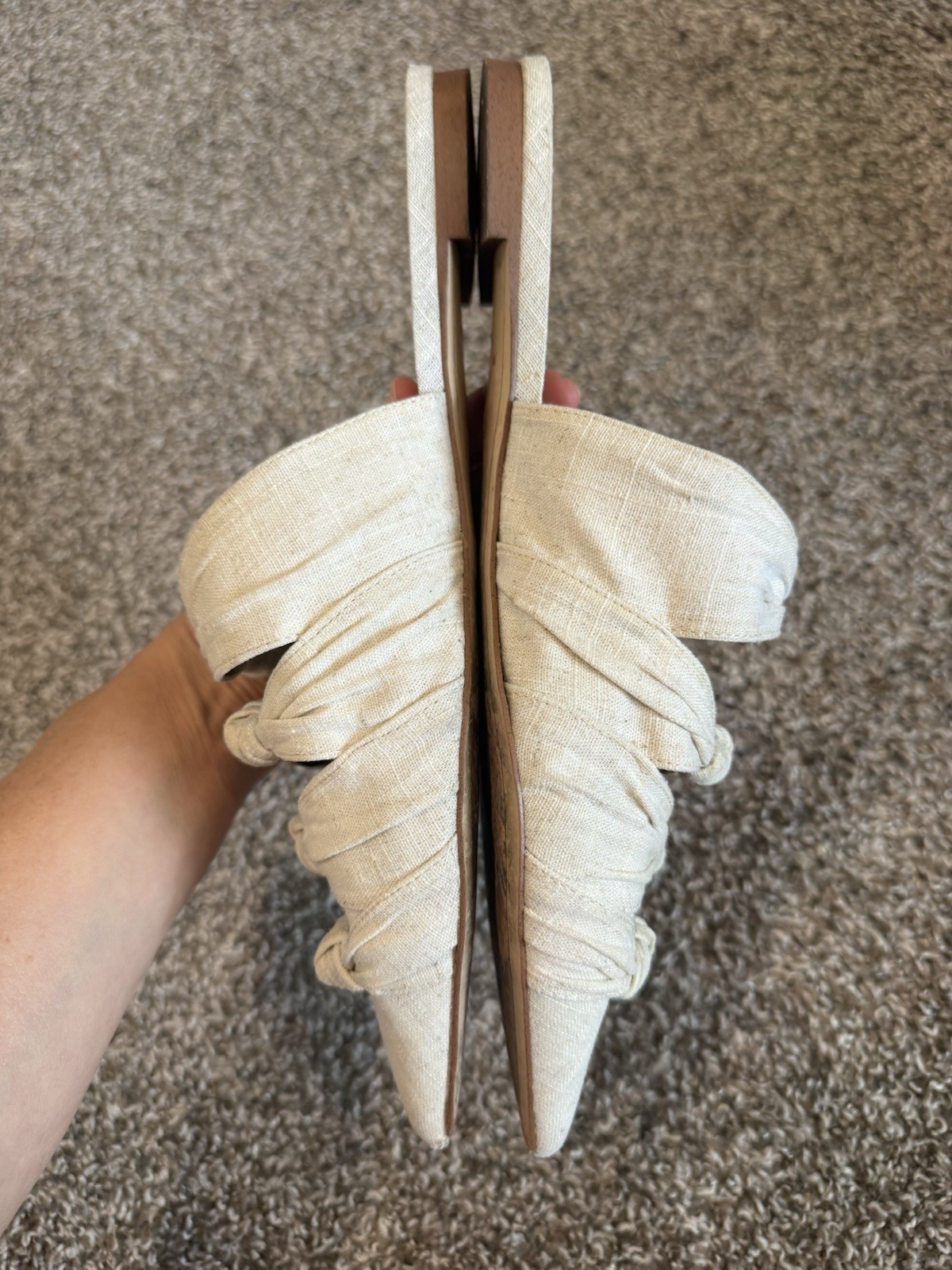 Sam Edelman Shanti Flats Mules Natural Size 9.5 Knotted Slip On Casual