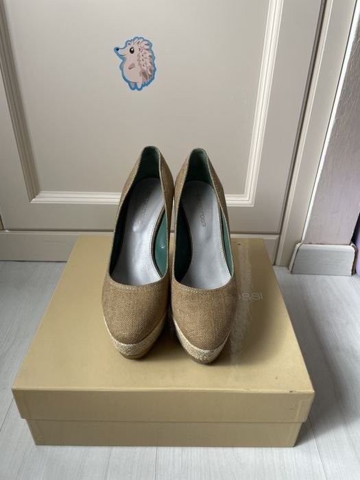 Women Sergio Rossi Heels Khaki Textile 37.5
