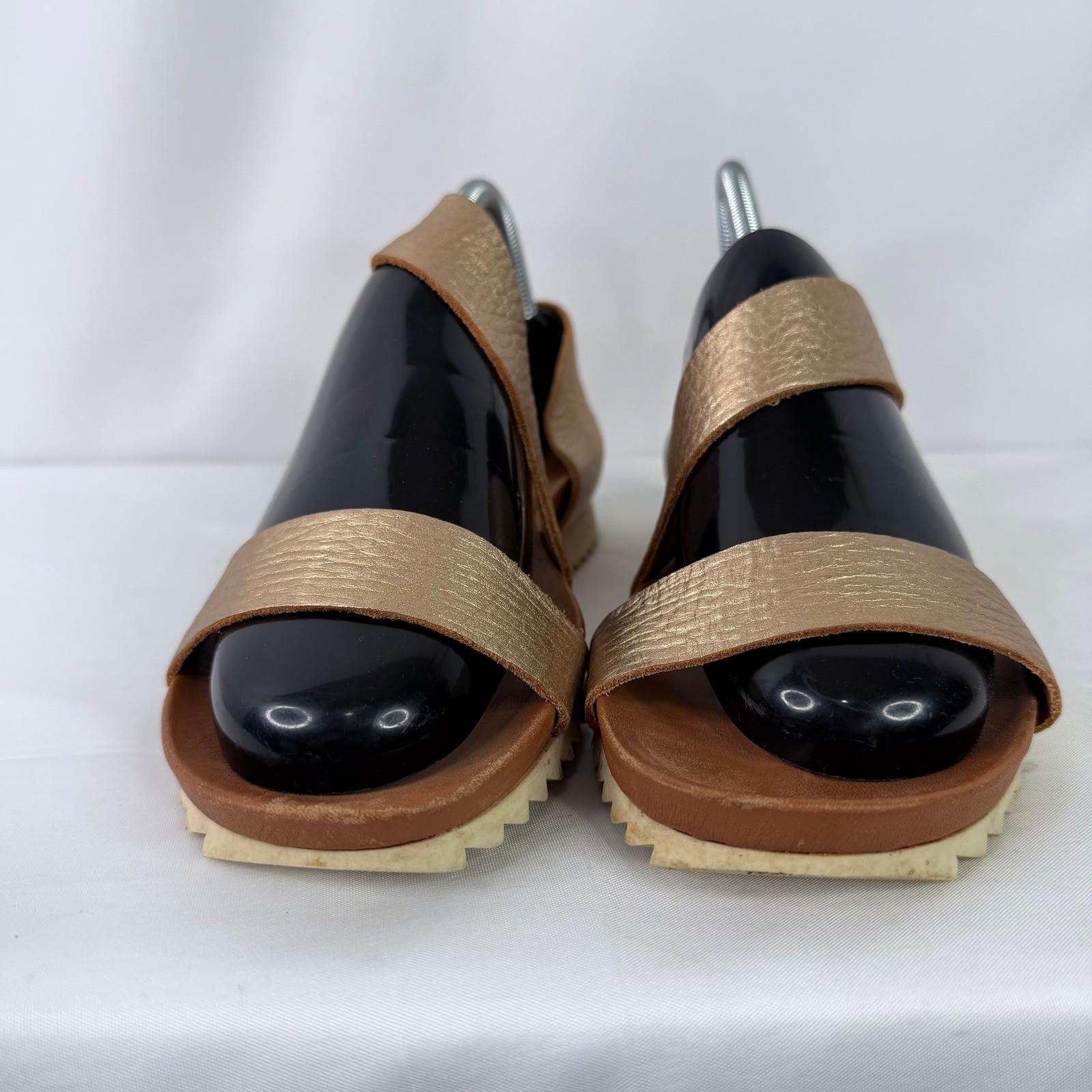 Pedro Garcia Jedda Two Strap Sandal Size 40 Cava Cervo Lame