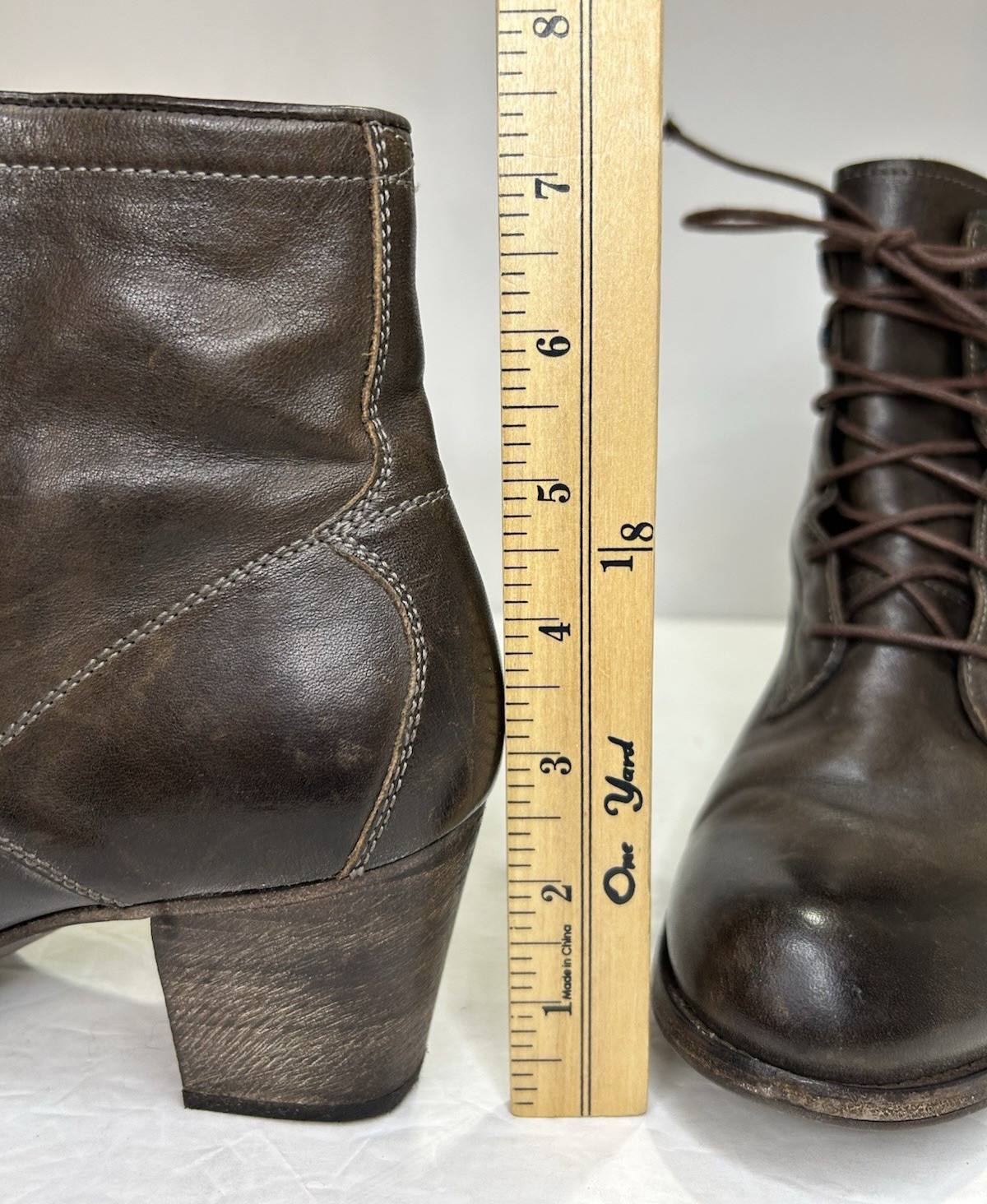 N.D.C. Made by Hand Ankle Boots Women 40 9.5 Brown Leather Lace-Up Heeled Spain