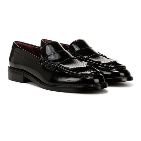 NEW FRANCO SARTO Women’s Alonzo Loafer Color: Black Faux Leather Fringe