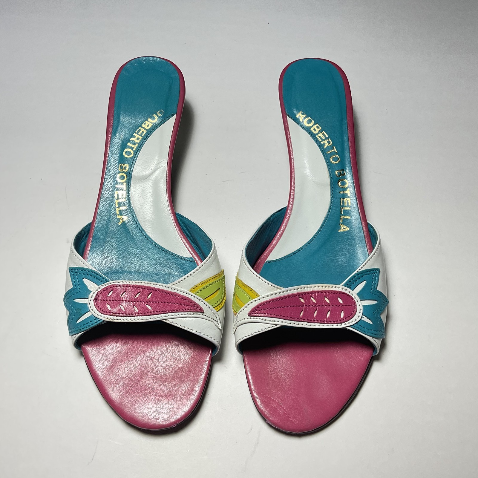 Roberto Botella Italian Designer VTG y2k Grocery Modern Art Kitten Heel Mule 40