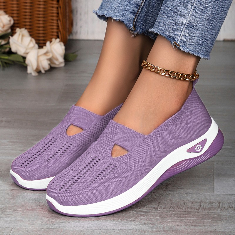 Women’s casual shoes, fly woven breathable shallow mouth cloth shoes lightweight
