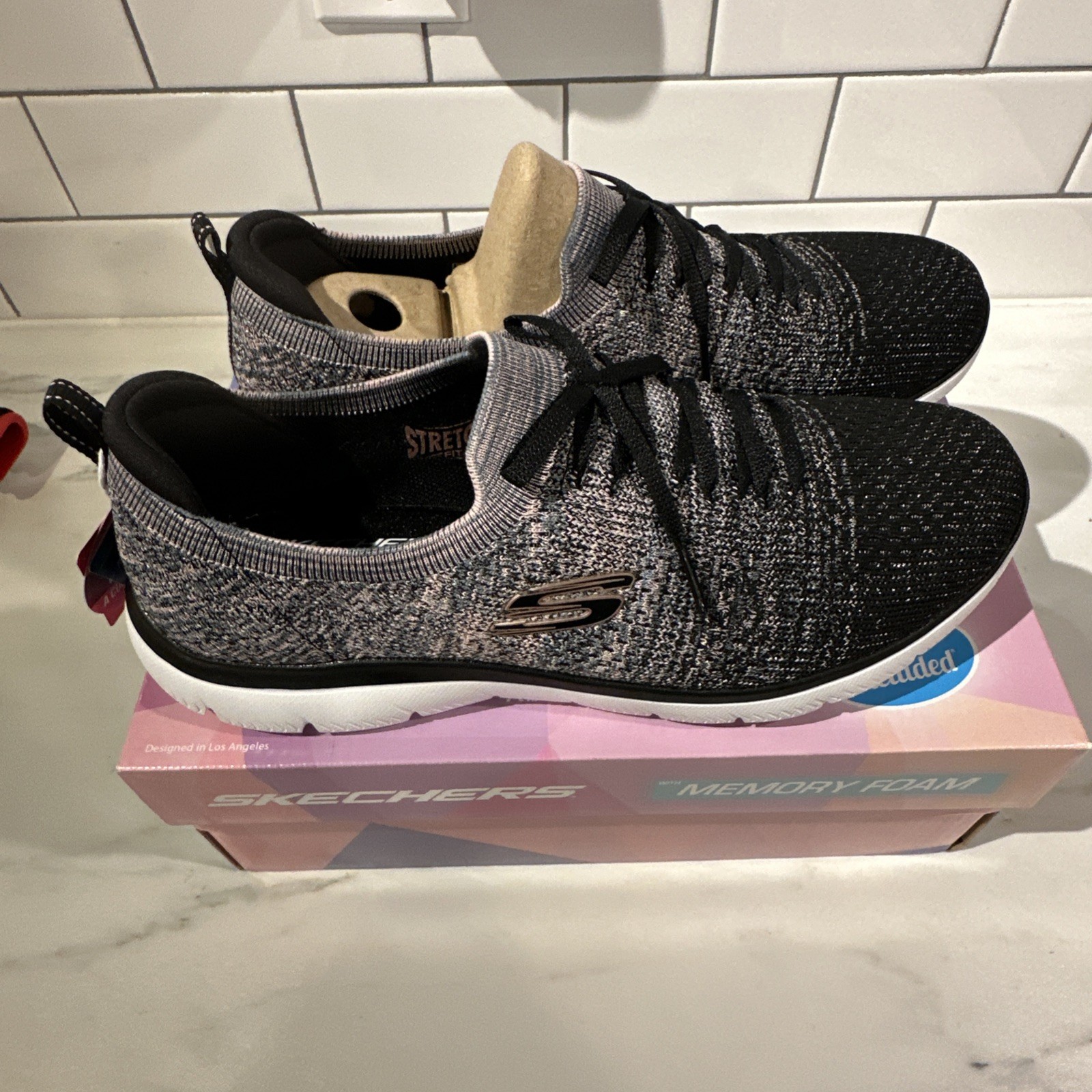 Skechers Womens Summits Sweet Glow Space Fixed Lace Sneakers Size 11 Wide