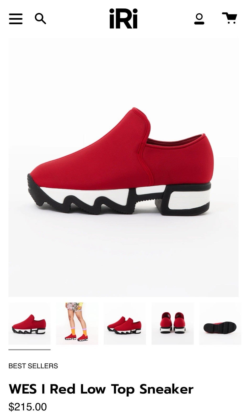 IRI WES I Low Top Sneaker Red/White/Black Size EU 35 USA 5 NWOB $215