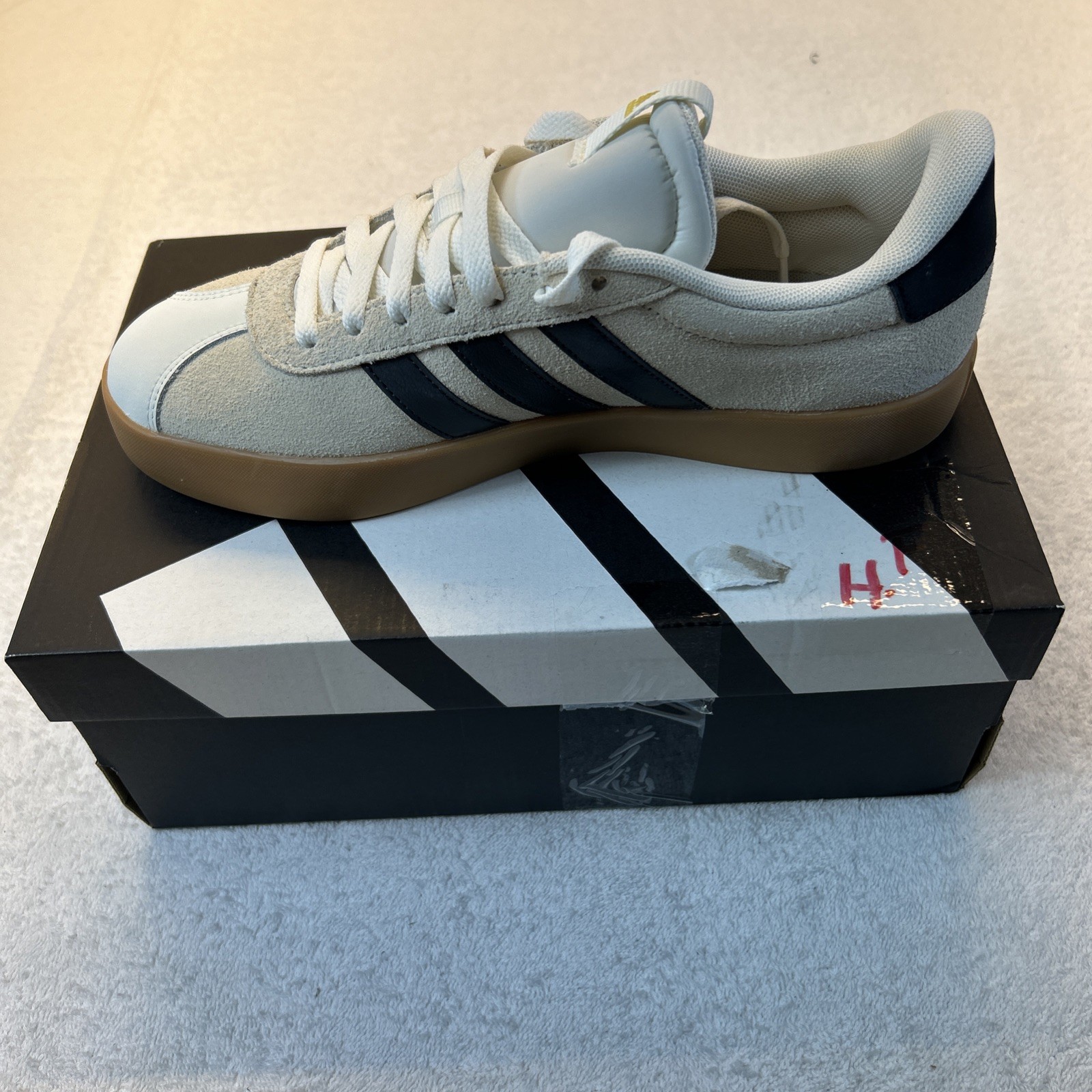 Adidas Cream/Gray/White VL Court Base Sneakers Women’s Shoes SZ 9 NEW