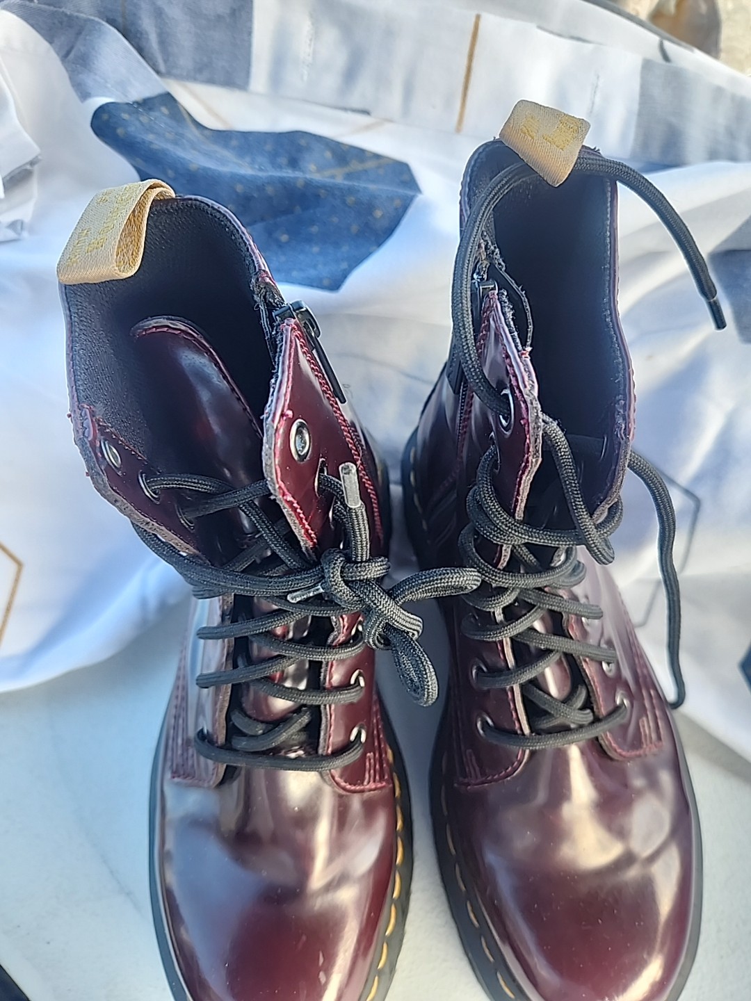 Dr. Martens Jadon Cherry Red Arcadia Leather Platform Boots Mens 6