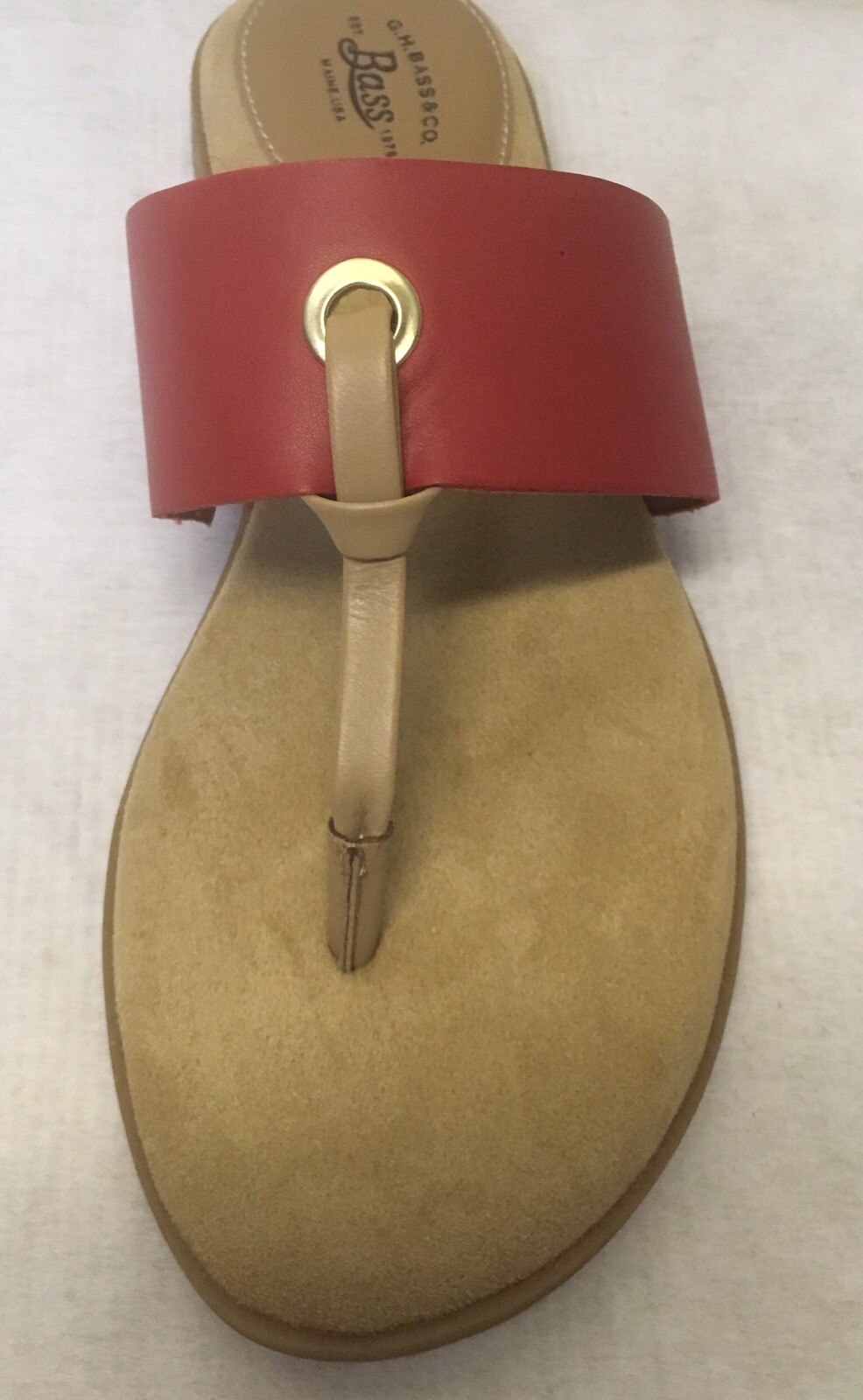 G.H. Bass Robin Red Sandal Leather Upper Suede Like Sock Lining Size 6M