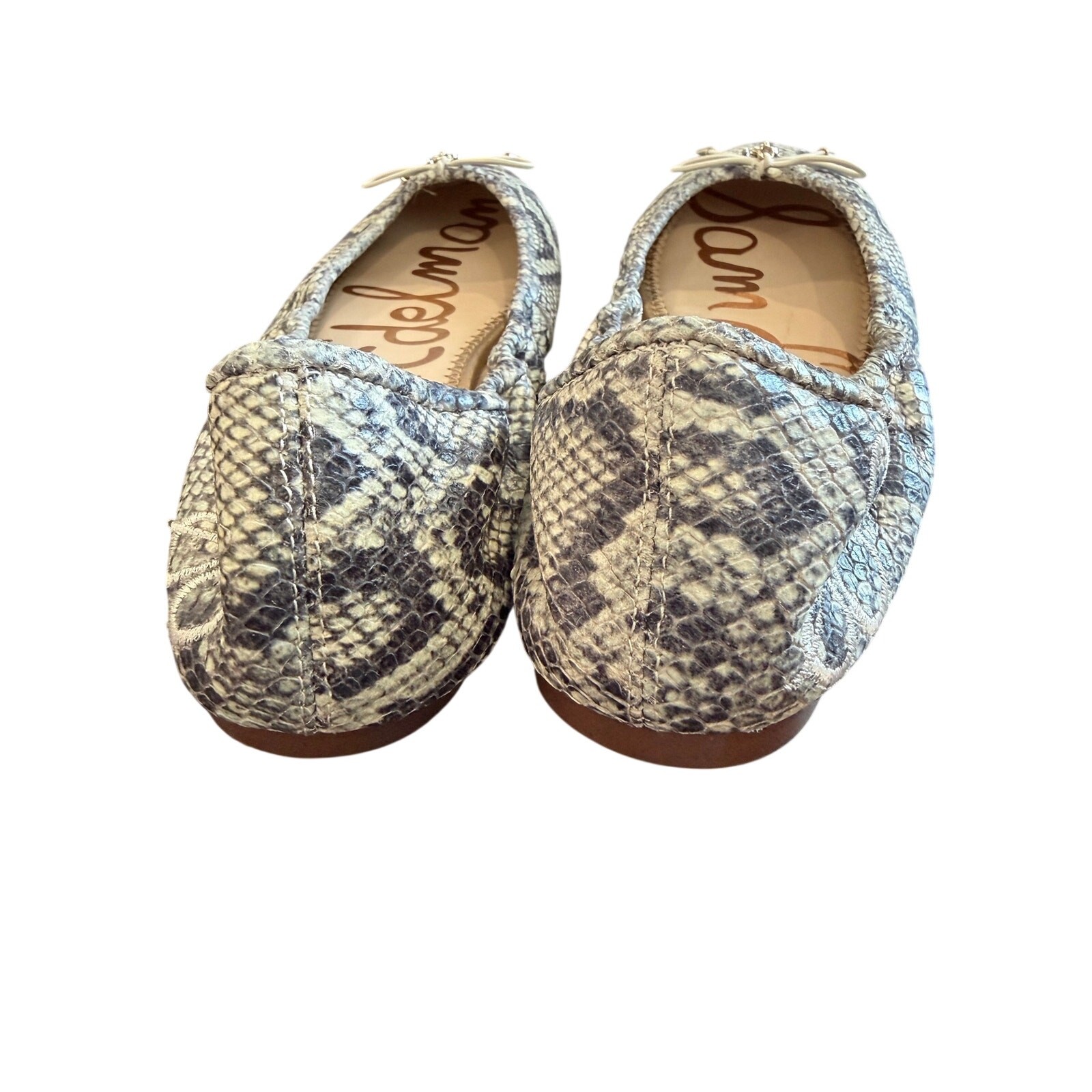 Sam Edelman Felicia Ballet Roccia Snake Print Gray Cream Size 7.5 Classic