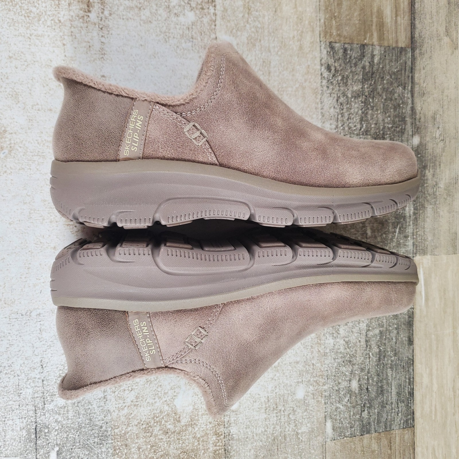 Skechers Slip-Ins Easy Going Modern Hour Boots Womens Sz 6.5 Taupe Walking Shoes