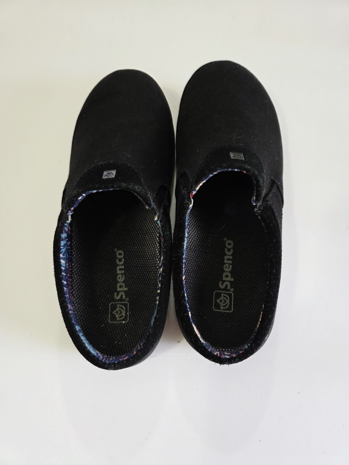 SPENCO WOMENS SIESTA NUEVO CLOG MULE SLIPPER US 9D BLACK CANVAS TOTAL SUPPORT