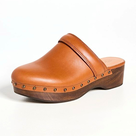 Madewell Women’s Brown Leather Studded Clog Mule Slip On Closed Toe 7 NG681