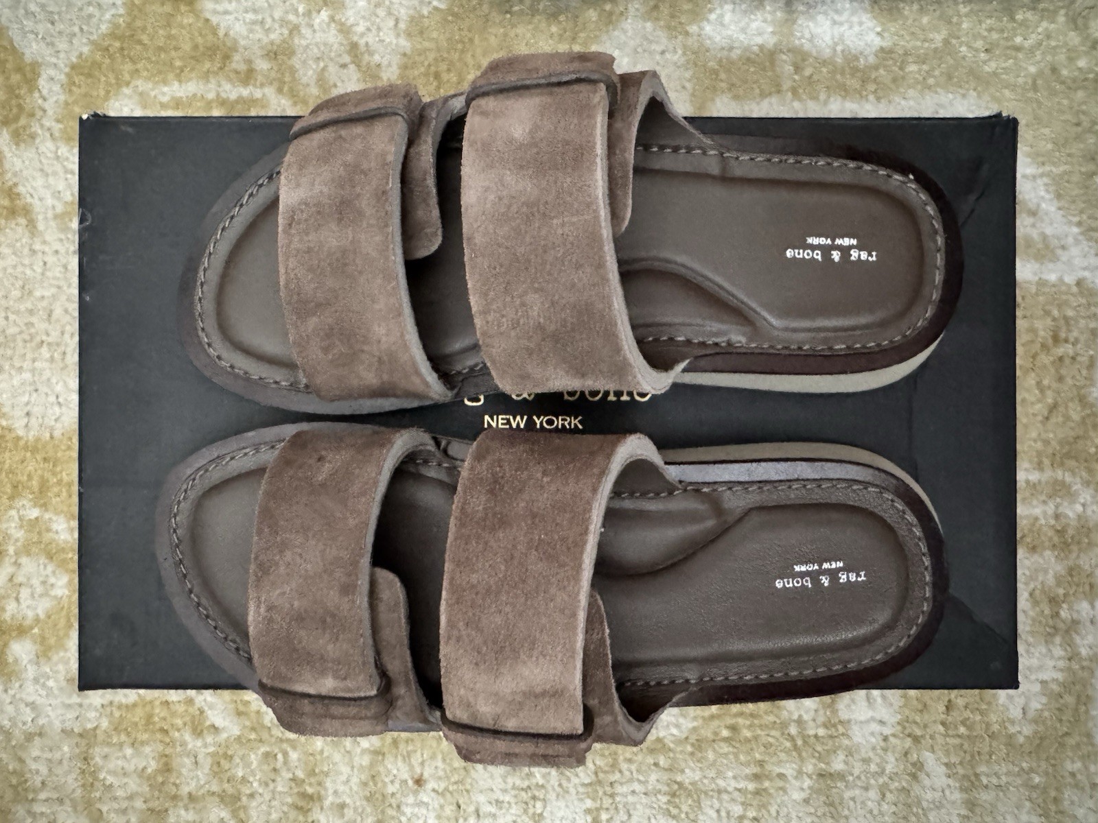 NIB $250 RAG & BONE PARKER SLIDE SANDAL TUNDRA TAUPE LEATHER SUEDE EU 37 US 6.5