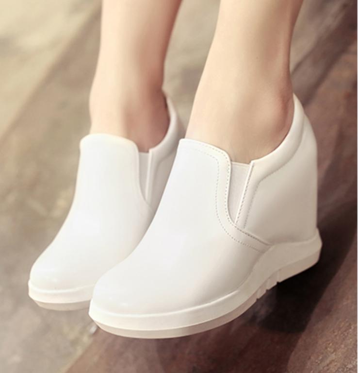 Women’s Casual Sneakers Hidden Wedge High Heel Round Toe Pumps Shoes Slip On Hot