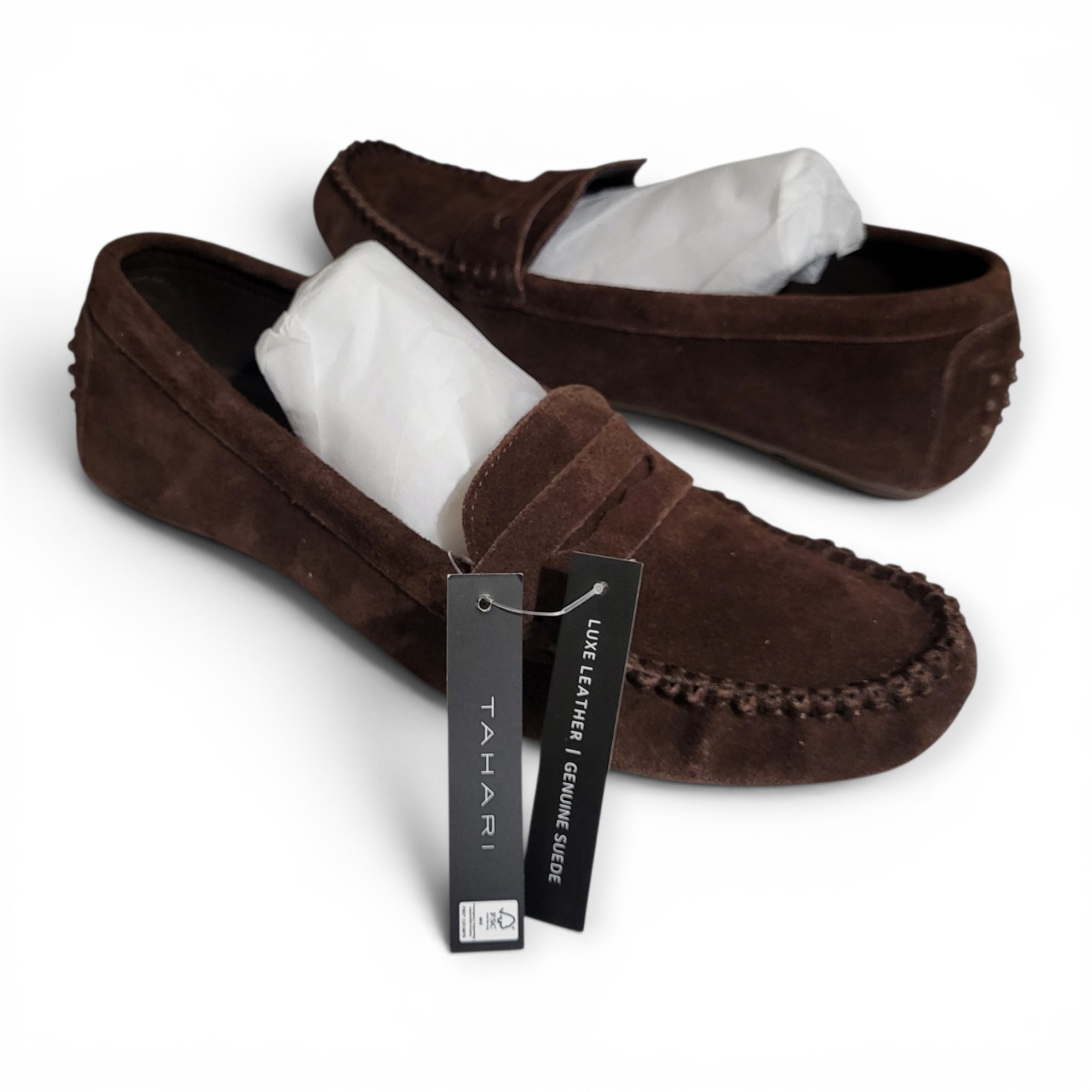 Tahari Loafers Womens 10 M New Brown Suede Penny Moccasin Slip On Driving Shoes