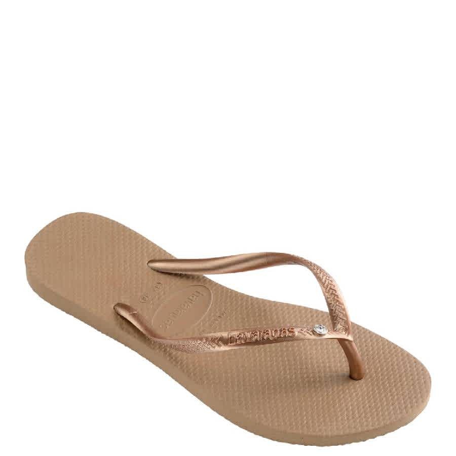 Havaianas Swarovski Crystal Logo Rubber Flip Flop, Brand Size 33/34 ( US Size