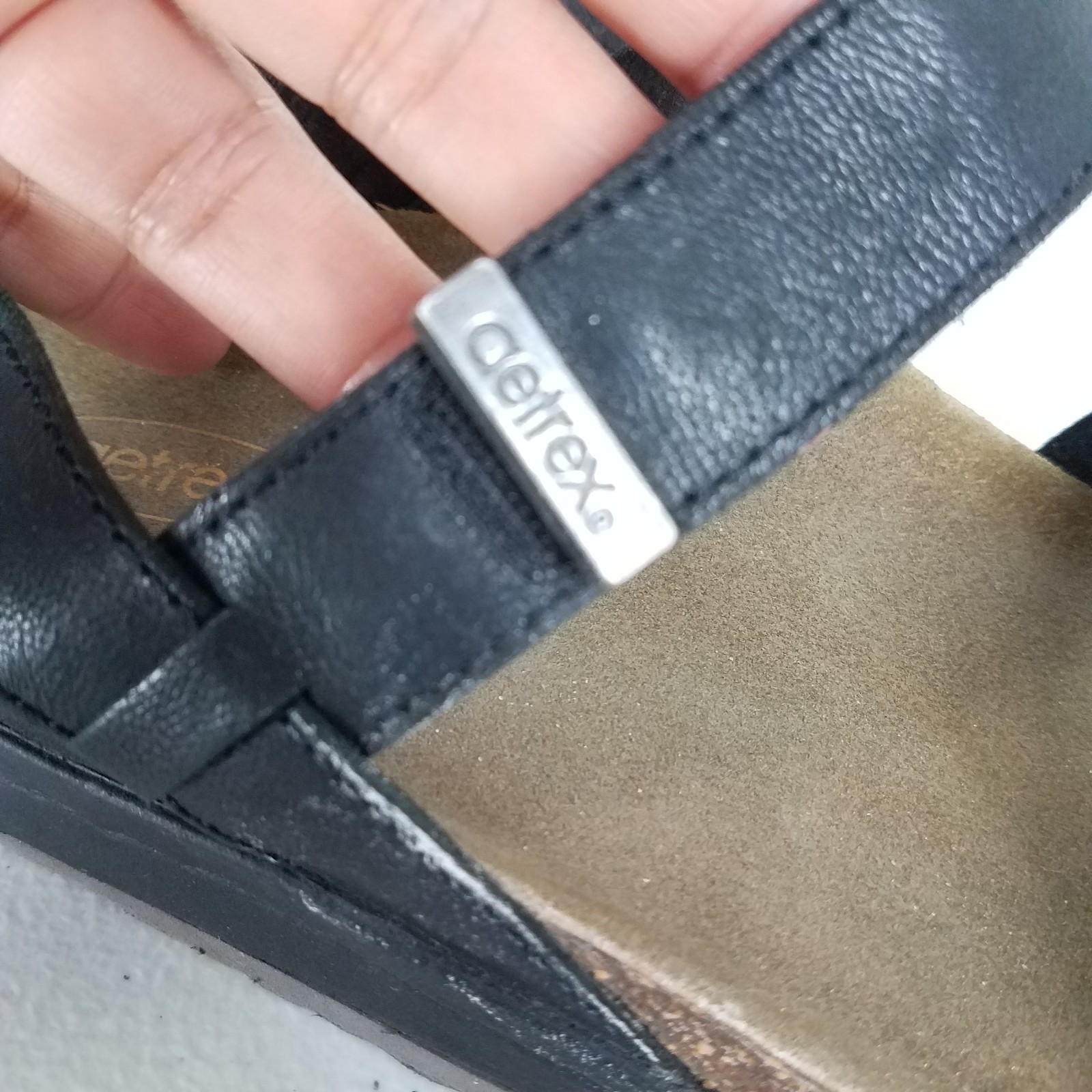 Aetrex Leather Sandals Women’s 9.5 Black Comfort Casual Summer Walking Travel
