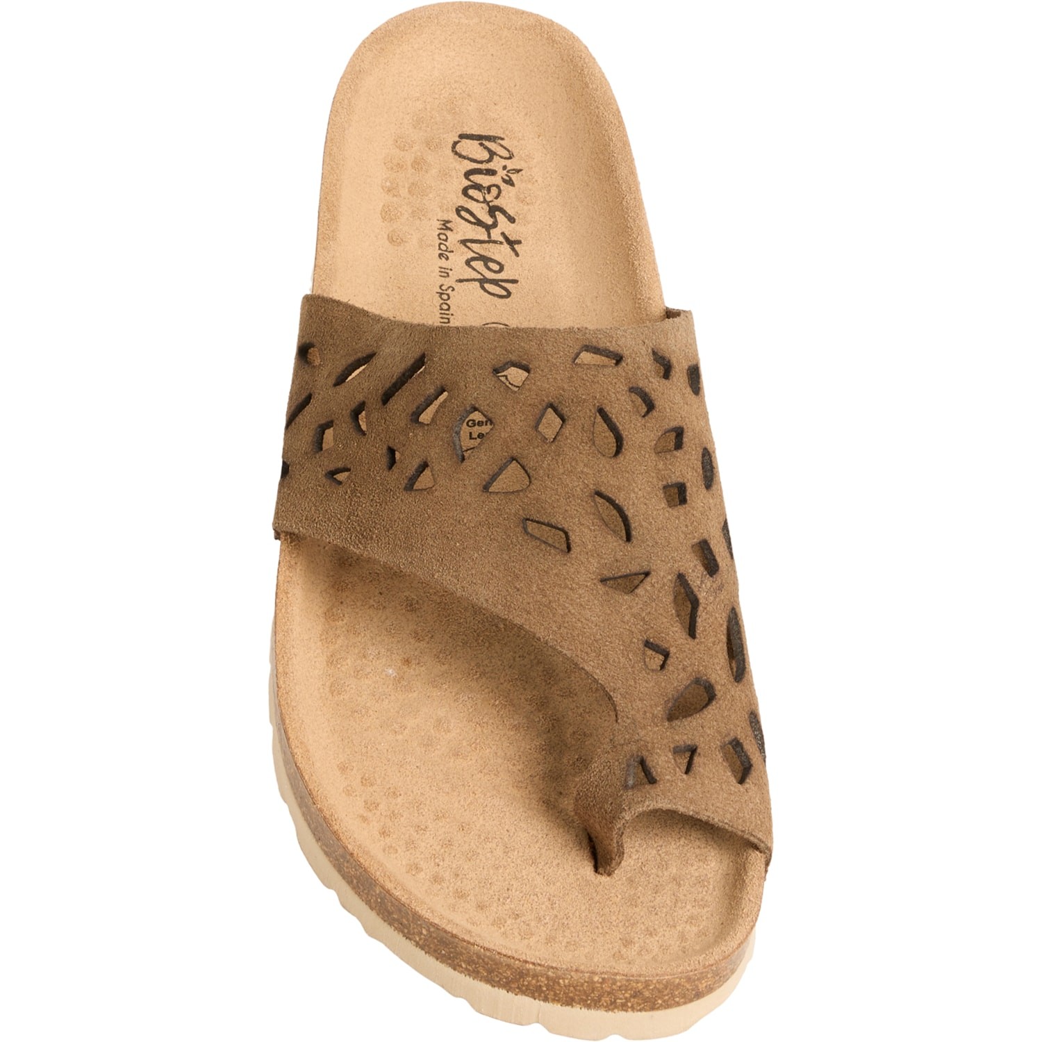 BioStep Made in Spain Perforated Leather Sandals Womens Cork Footbed