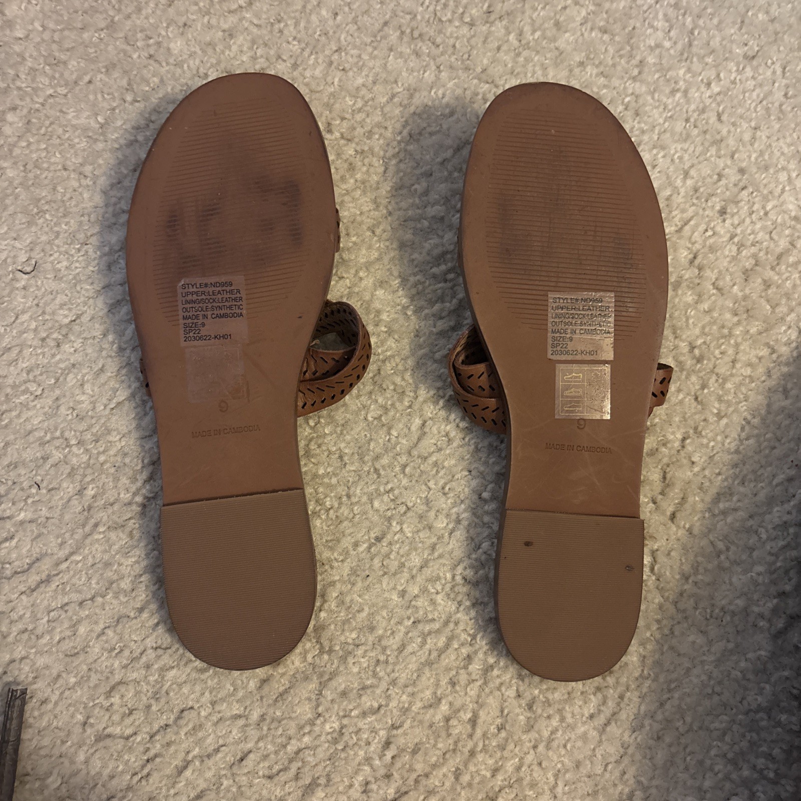 Madewell Boardwalk Braided Slide Sandals Leather Pecan Brown ND959 Womens 6.5