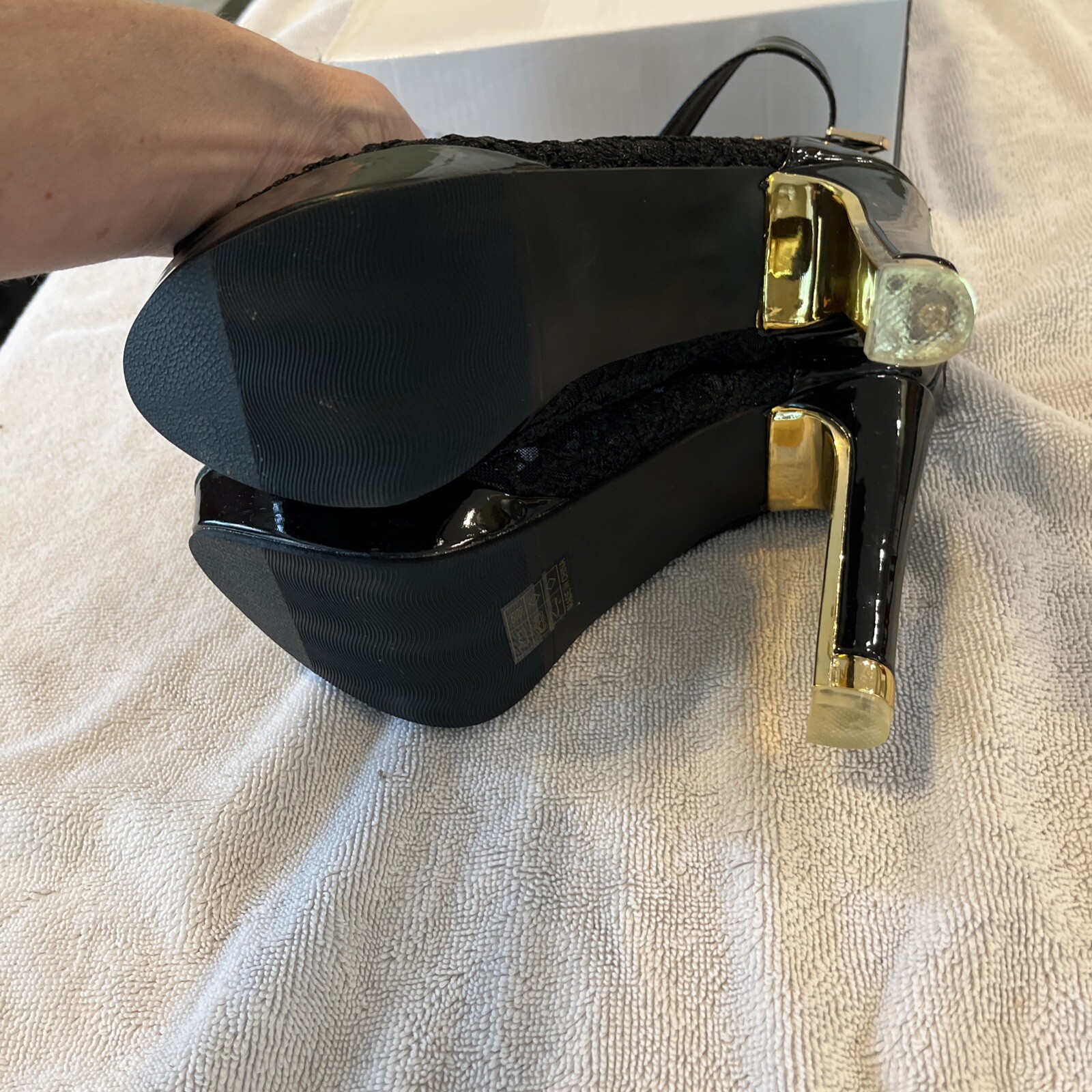 Getmorebeauty Womens LLA525 Black Platform Heels Shoes 7 Medium (B,M) NEW IN BOX