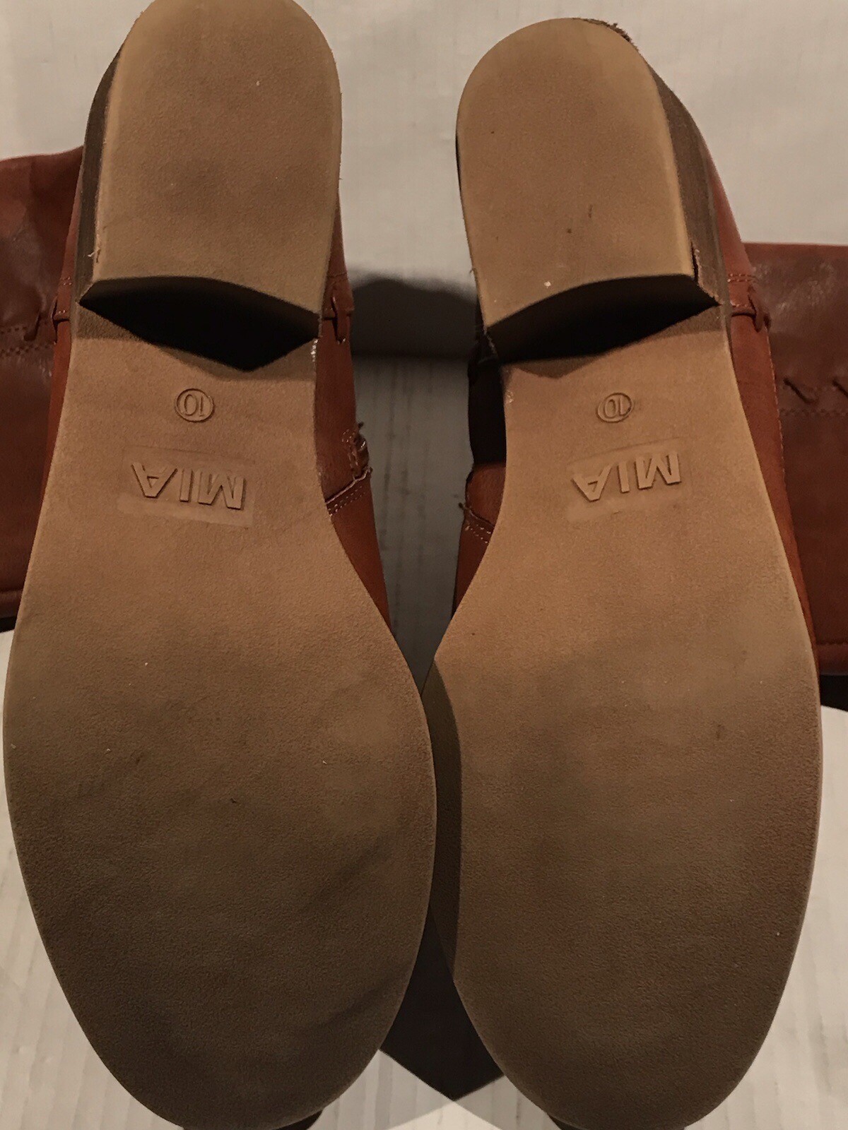 Boots MIA EVERETT Size 10M Brown Whipstitch Tall Riding Fashion Faux Leather