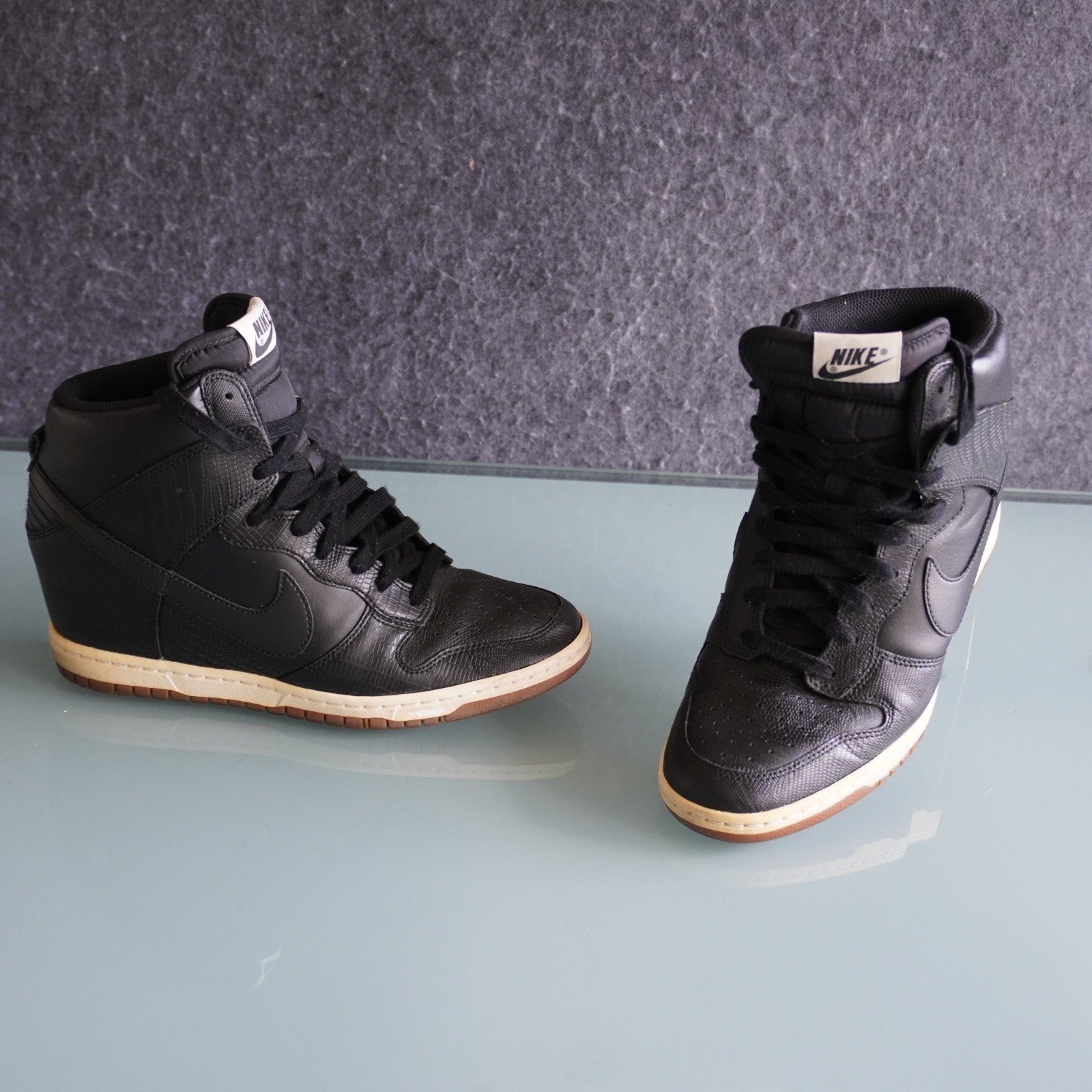 Nike Dunk Sky Hi Black Snakeskin Hidden Wedge Shoes Womens Size 10 528899-012 Y2