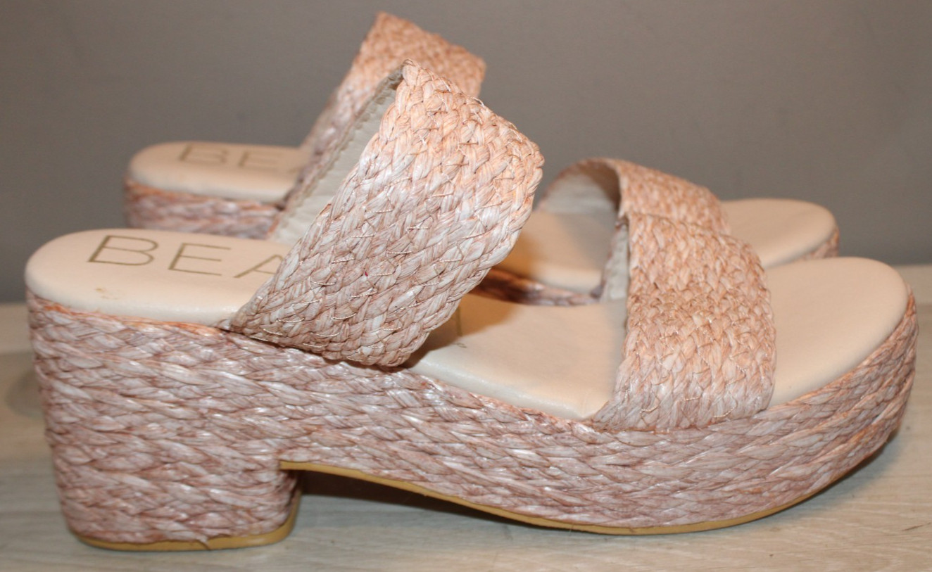 BEACH BY MATISSE SEAVIEW OCEAN AVE ESPADRILLE SLIDE SANDALS NATURAL WOMENS SZ 10