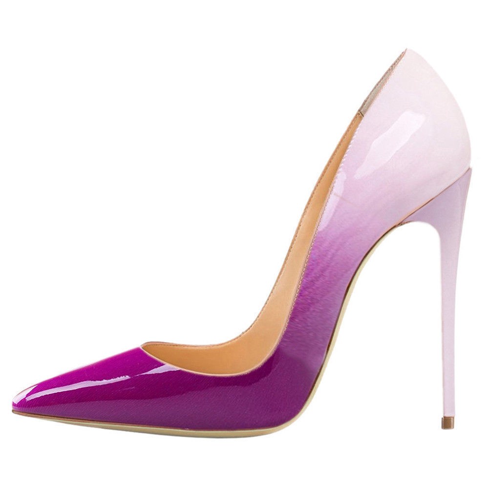 Gradient Colors Pumps Pointed Toe Stiletto High Heels Shoes Women Plus Size 4-15
