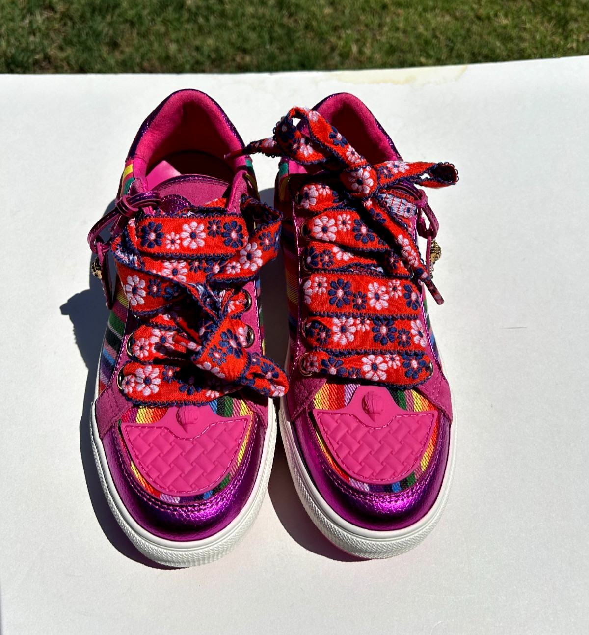 Kurt Geiger London Southbank Tag Platform Sneakers Size 8 EUR 38.5 Pink $235 NEW